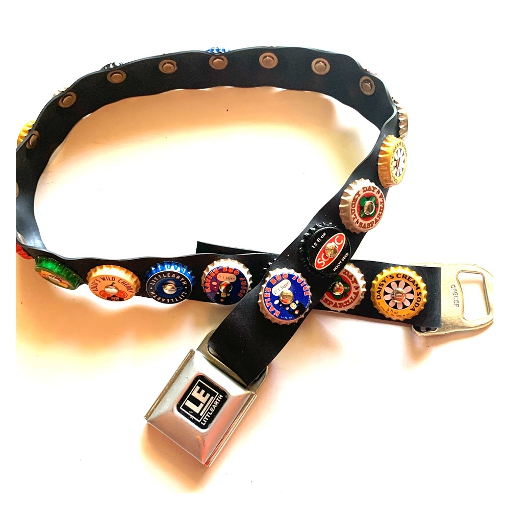 Vintage bottle cap belt.